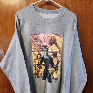 Adult XL Marvel Comics Black Panther Gray Crew Neck Long Sleeve Sweatshirt